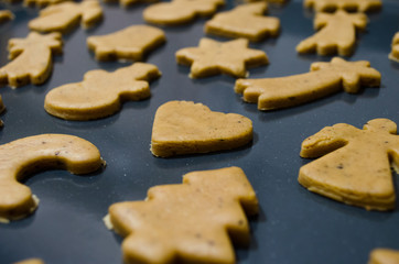 Christmas cookies on baking tray