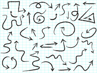 doodle hand drawn arrows set