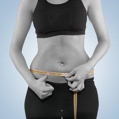 Hand measuring waist