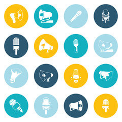 Microphone and megaphone icons flat