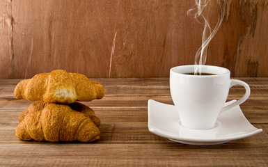 croissants and cup of coffee