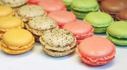 Macarons cakes on white paper