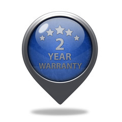 Two year warranty pointer icon on white background