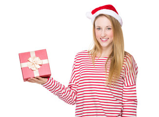 Xmas girl with Red gift box