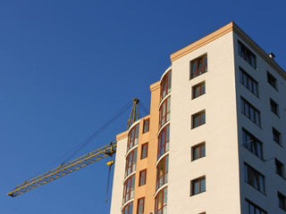 Top part of the modern residential building construction