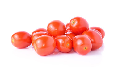 Grape or cherry tomatoes isolated on white background.