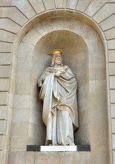 Marble statue of James I The Conqueror in Barcelona