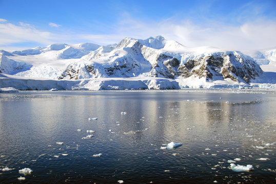 ice floes in antarctic ocean