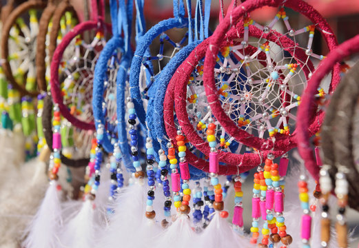 Fluffy dream catchers under sun