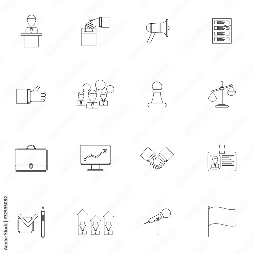 Wall mural elections icons set outline