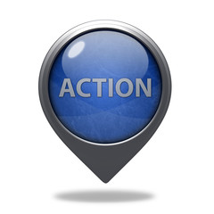 Action pointer icon on white background