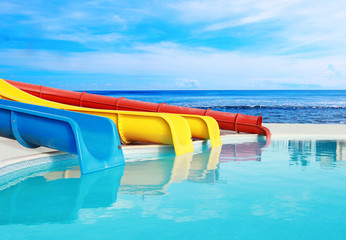colorful slides at the water park