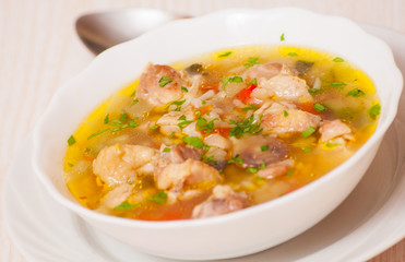 chicken soup with vegetables and rice