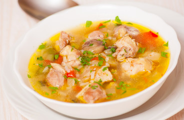 chicken soup with vegetables and rice