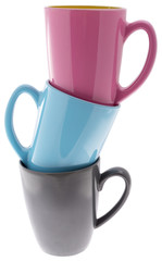 colorful cups isolated