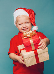 Boy in Santa red hat