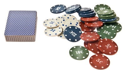 chips and maps for a poker