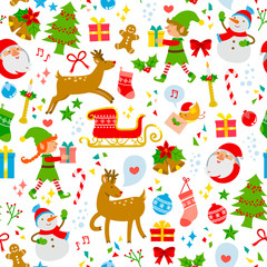 seamless pattern with cute Christmas symbols