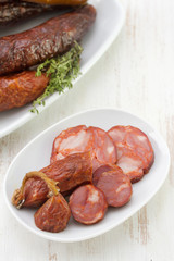 chourico on white dish