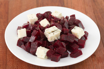 salad beet with cheese on plate