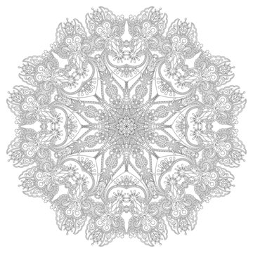 Circle lace ornament, round ornamental geometric doily pattern