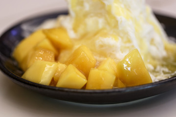 Pieces of mango and iceflake