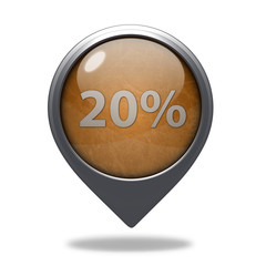 Twenty percent pointer icon on white background