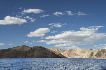 Rippled surface of high mountain Himalayan lake