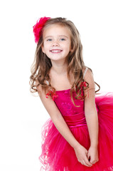 Adorable little girl in princess dress isolated