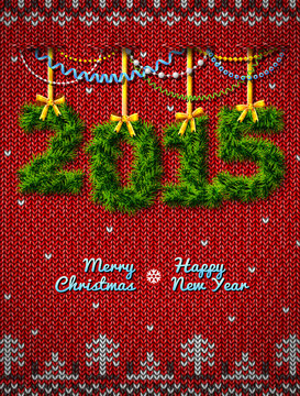 New Year 2015 of twigs like christmas decoration