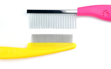 acessories for the grooming of the dog on white background