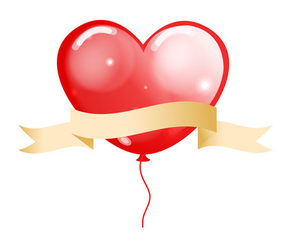 Heart Balloon with Ribbon Banner