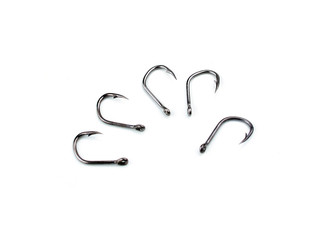 Strong fishing hook isolated on white background