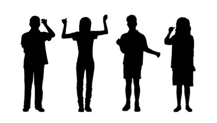 people holding standing silhouettes set 2