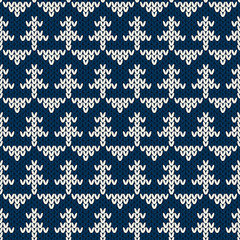 Winter Holiday Seamless Knitted Pattern with Christmas Tree