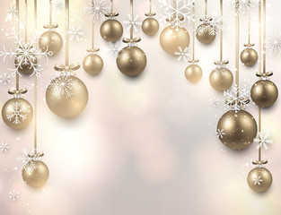 Arc background with golden christmas balls.