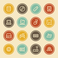 Computer Components Web Icon Set 1, Color Circle Buttons