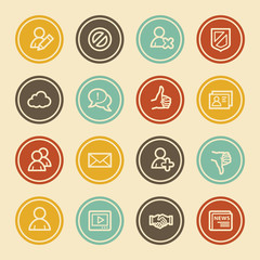 Community. Social Media Web icons, Color Circle Buttons