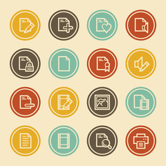 Document Web Icon Set 1, Color Circle Buttons