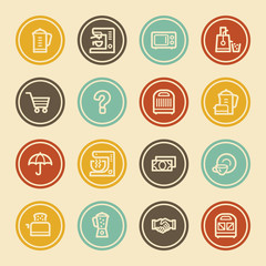 Kitchen Appliances Web Icons, Color Circle Buttons