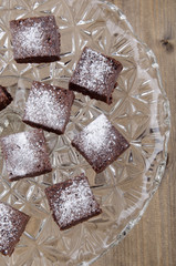 home made brownies with powdered sugar