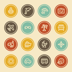 Vacation Web Icon Set 1, Color Circle Buttons
