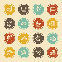 Vacation Web Icon Set 2, Color Circle Buttons
