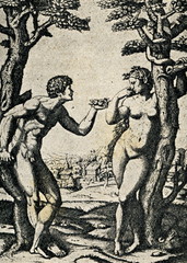 Adam and Eve,  Marcantonio Raimondi after a Raphael. - obrazy, fototapety, plakaty