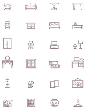 Domestic furniture icon set