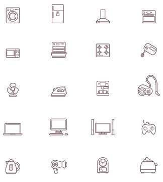 Domestic appliances icon set