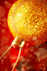 Christmas decoration with gold baubles