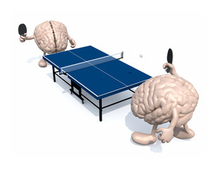 brains with arms and legs that playing to table tennis