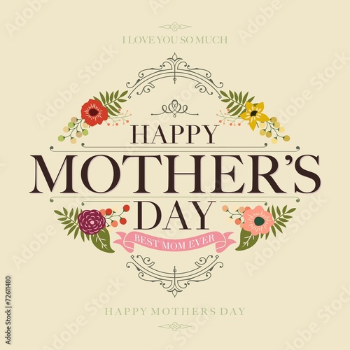 “Vintage Happy Mothers Day Typographical Background” Stock image and