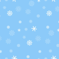 White snowflakes on blue background